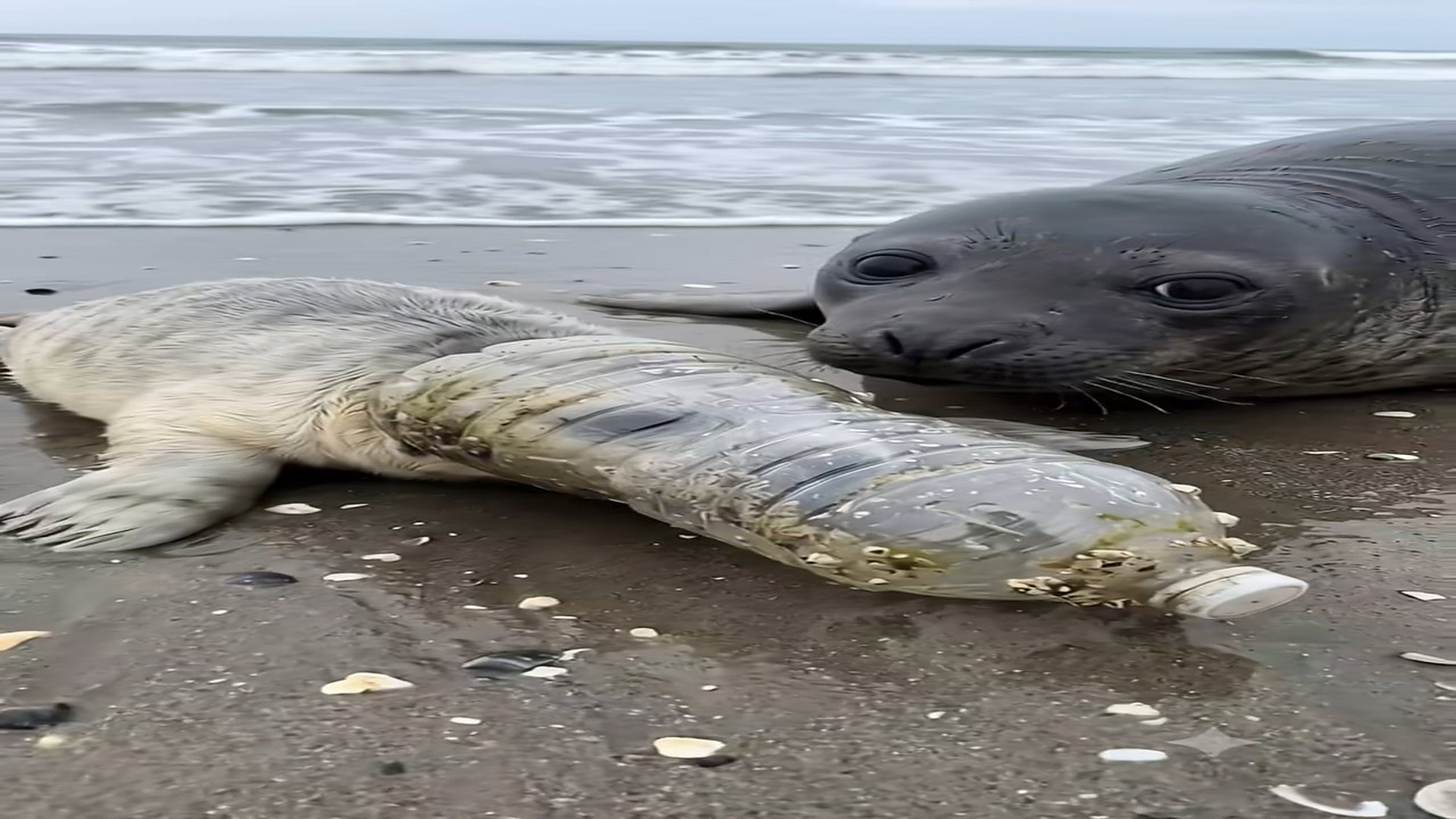 Full Video : H0107042_�� Golden Retriever rescues a baby seal trapped inside a plastic bottle! �♻️ A heartbreaking mome